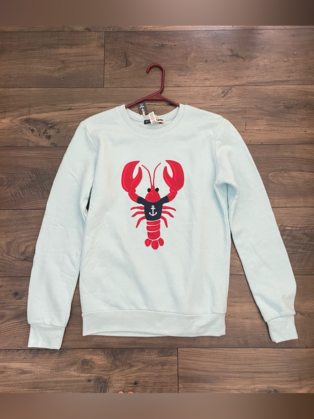 NWT Kiel James Patrick Light Blue Sweatshirt with Red Lobster Small - Picture 6 of 7
